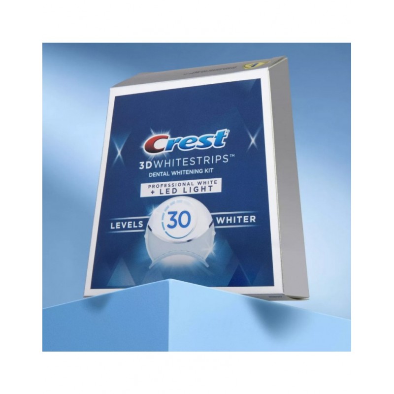 Crest 3D White Whitestrips with Light - Teeth Whitening Kit. Zestaw zawiera 38 pasków wybielających plus jedną lampę.