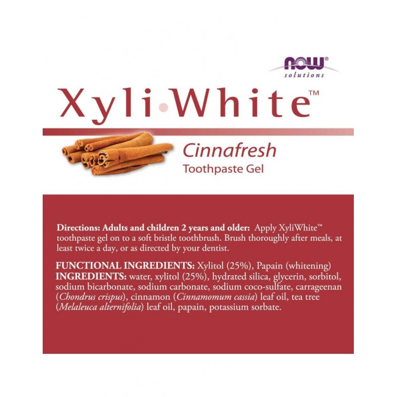 Now Foods XyliWhite, Pasta wybielające do zębów / żel  - Cynamonowa świeżość  181 g.