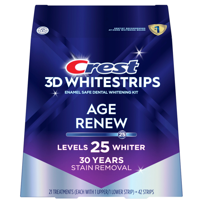 Paski Crest 3D Whitestrips Age Renew – paski wybielające zęby z efektem odmładzającym uśmiech