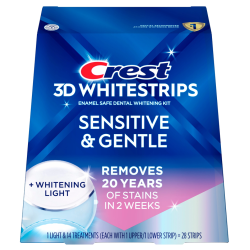 Paski Crest 3D Whitestrips Sensitive + LED Lampa – oryginalne opakowanie Sensitive & Gentle
