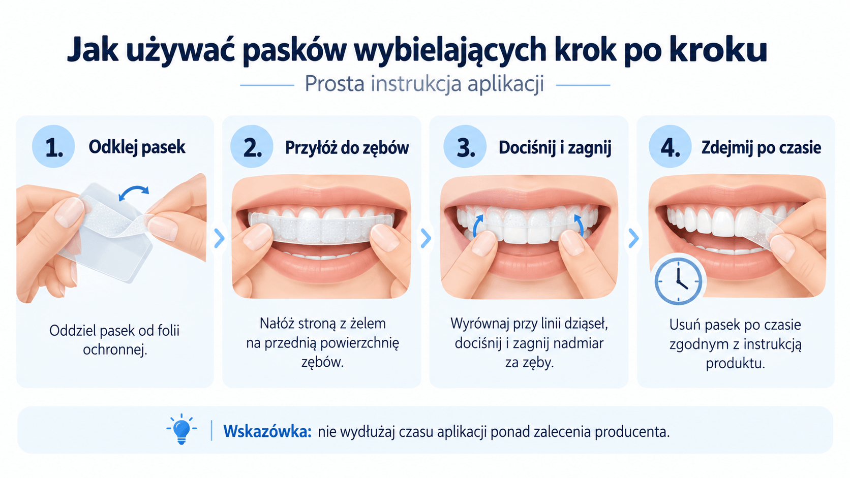 Jak założyć paski wybielające Crest – instrukcja krok po kroku